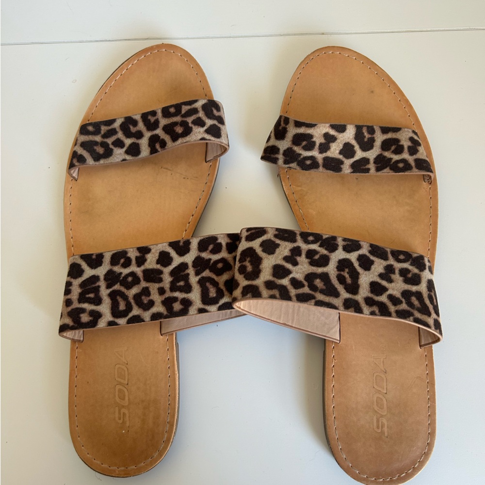 Soda Women's Tan and Leopard Sandals